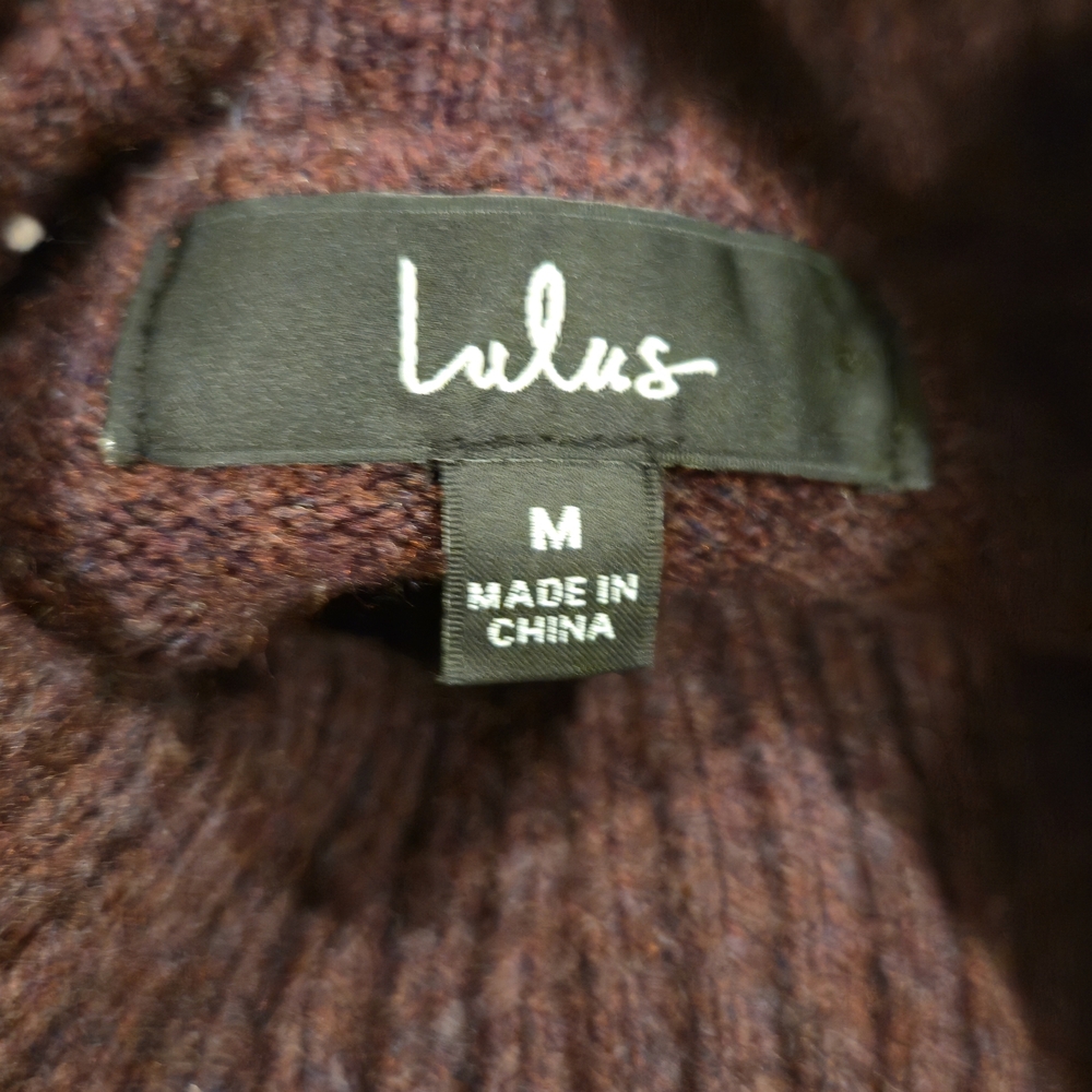 Lulu's Medium Long Sleeve Knit Burgandy Turtleneck Dress - Picture 6 of 7